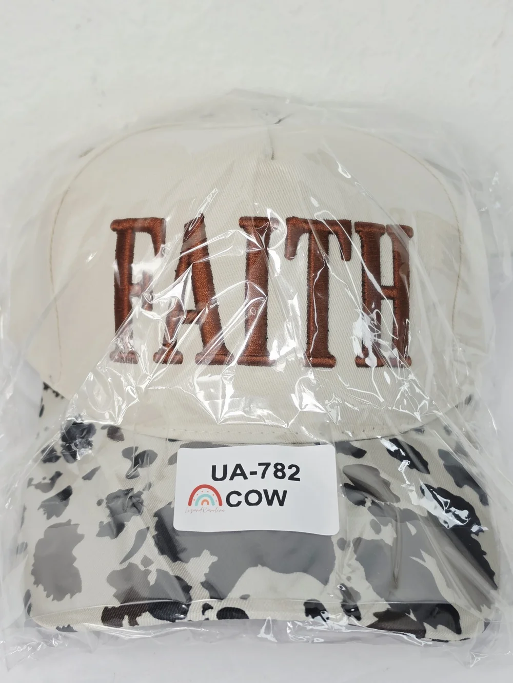 New! Faith Cow Print Embroidered Baseball Cap Snapback Hat
